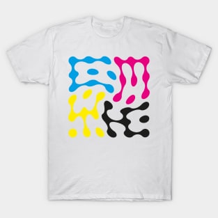 Twisted CMYK Metaball Typography T-Shirt